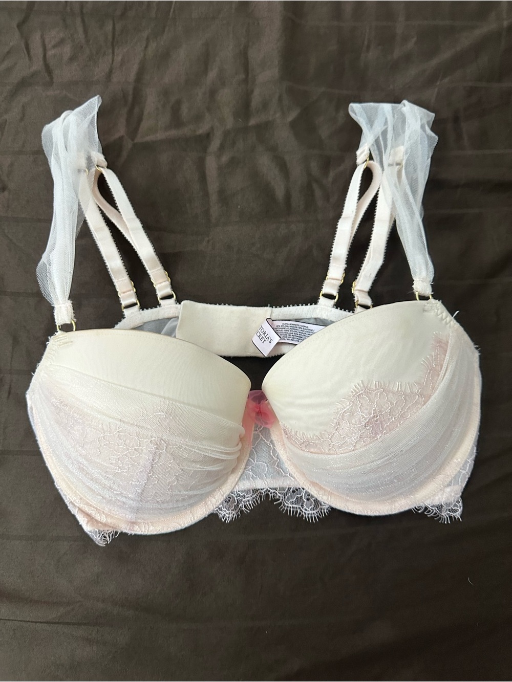 Victoria's Secret Ivory and Blush Lace Push-Up Bra and Matching Panty